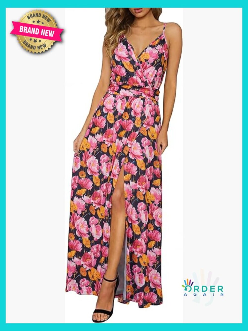 Flowy V-Neck Maxi Dress Sleeveless High Split Casual Beach Wedding Guest Boho